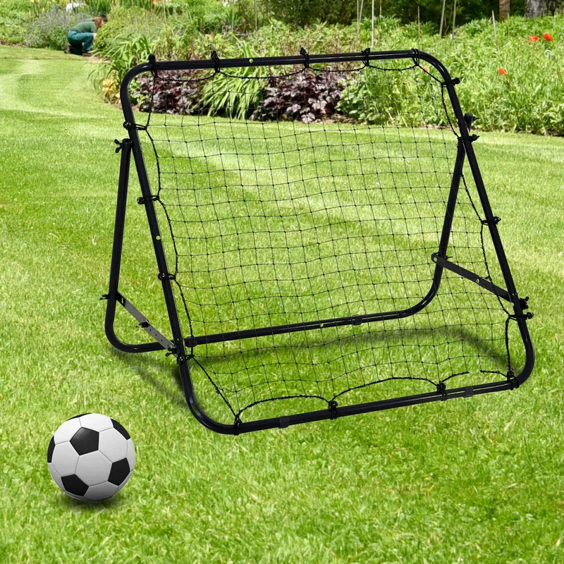 Homcom Rebounder Net Kids Adults Football Training Aid Adjustable in Black Black