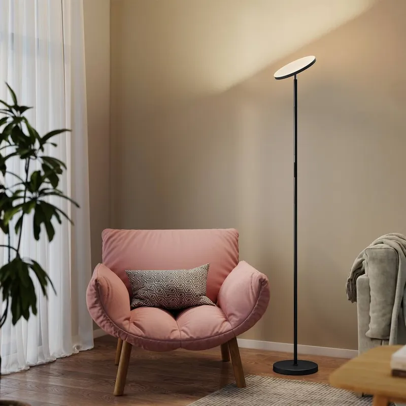Homcom Rgb Floor Lamp with Rotatable Head, Modern Standing Lamp, Black Size: Large Black Large