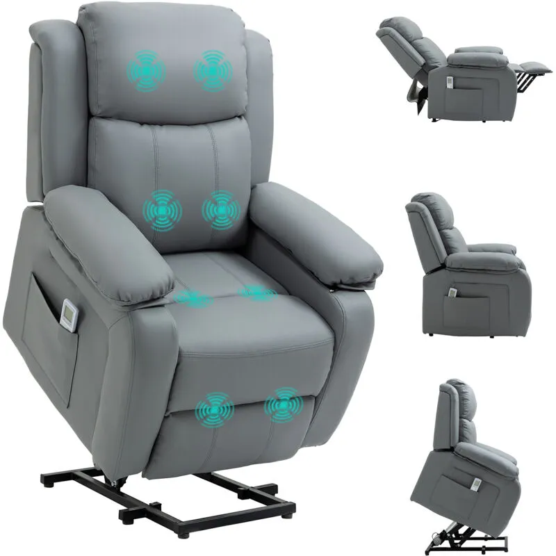 Homcom - Riser and Recliner Chair Power Lift Recliner with Remote Grey