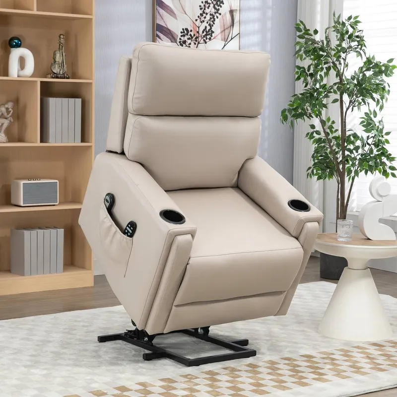 Homcom Lift Chair for Living Room, Recliner Chair with Vibration Massage, Heat
