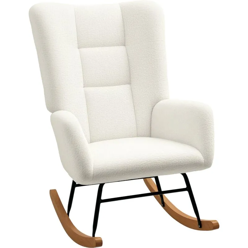 Homcom - Rocking Chair, Modern Armchair with Backrest for Bedroom, Cream White