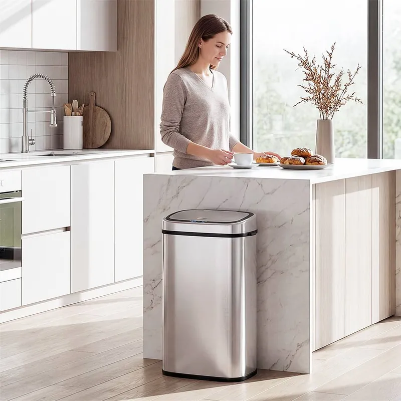 Homcom Sensor Bin 68L Automatic Kitchen Waste Dust Touchless in Silver - Silver
