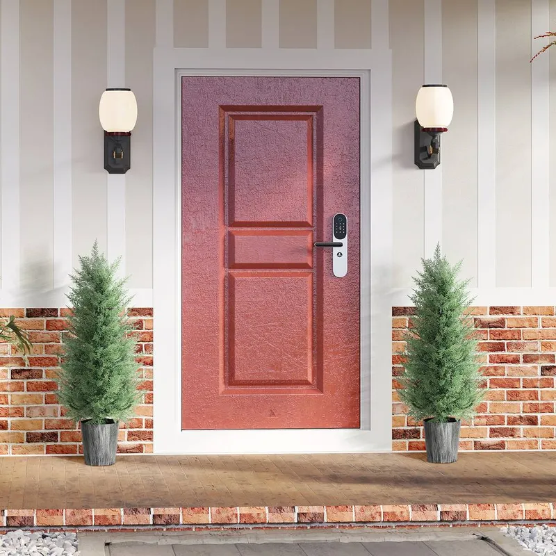 Homcom Set of 2 Artificial Cypress Trees with PE Leaves, Green Green