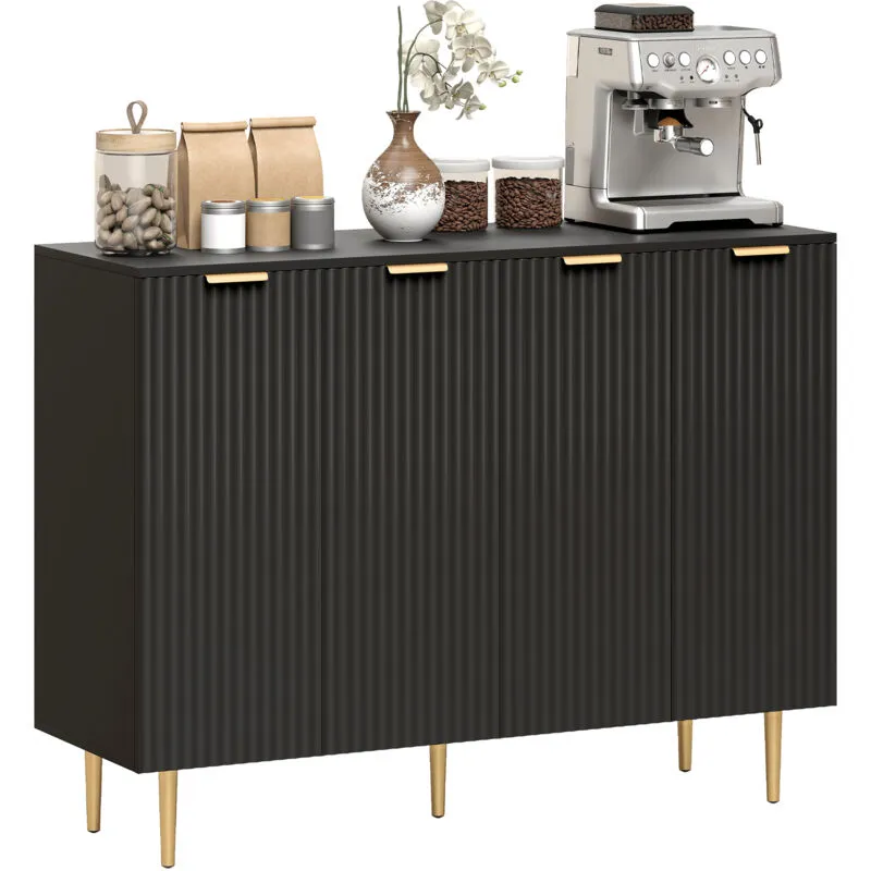 Homcom Sideboard Buffet Cabinet with Adjustable Shelves, Black Black