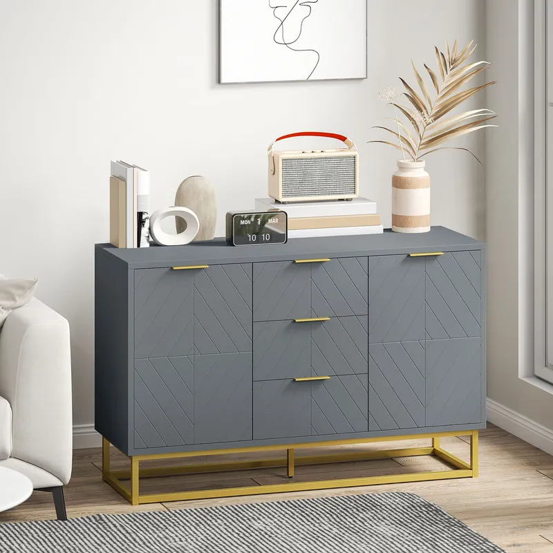 Homcom Sideboard Storage Cabinet with Adjustable Shelves in Grey Grey