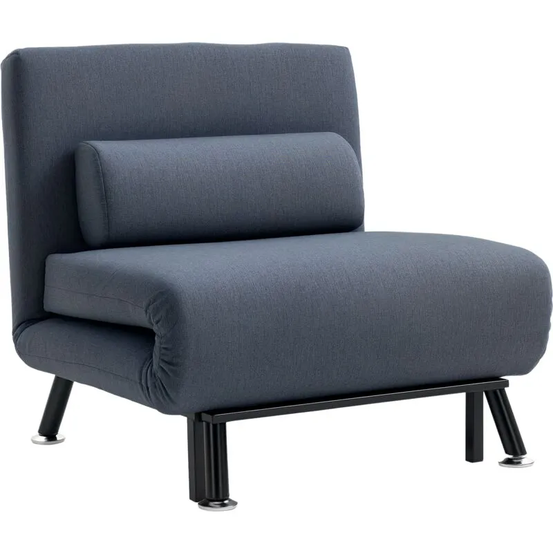 Homcom - Single Folding 5 Position Convertible Sleeper Chair Sofa Bed Dark Grey