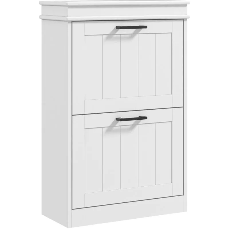 Homcom - Slim Shoe Storage Cabinet with 2 Flip Drawers for Entryway, White