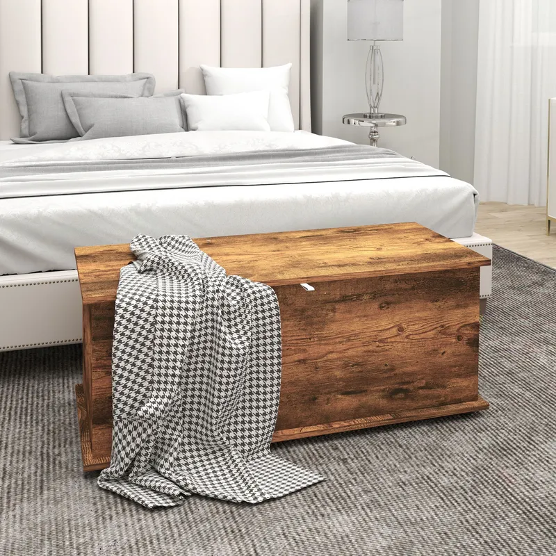 Homcom Storage Chest With Lid, 113L Storage Box in Brown Brown