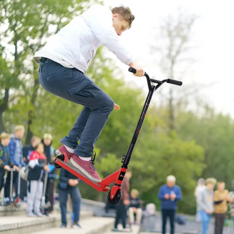 Homcom Stunt Scooter Complete Trick Scooters Kick Scooters Teenagers Red - Red - Size: One Size