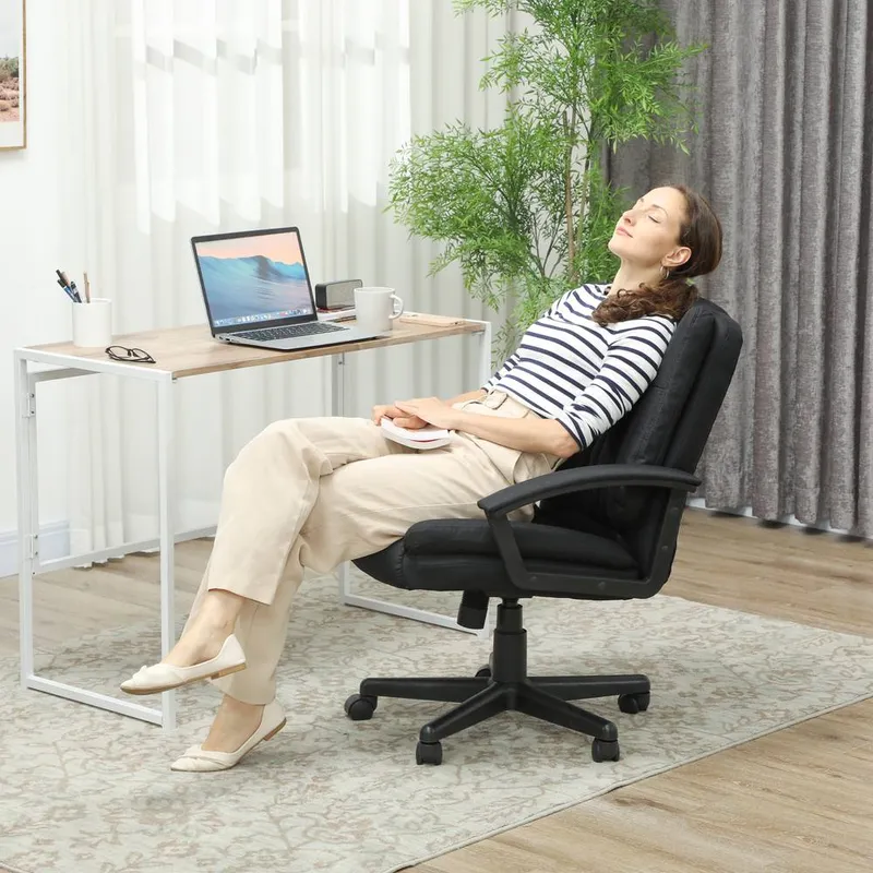 Homcom - Swivel Executive Office Chair Mid Back Chair w/ Arm, Black
