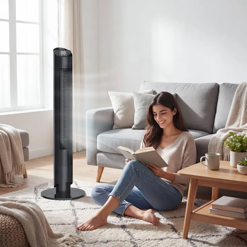 Homcom Tower Fan WiFi App Control 101.8 cm in Black - Black - Size: One Size
