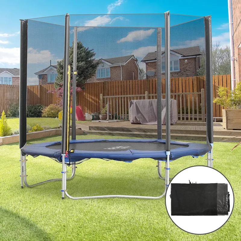 Homcom 8' Trampoline Bounce Safety Fence Round Trampoline Enclosure Net 6 Poles