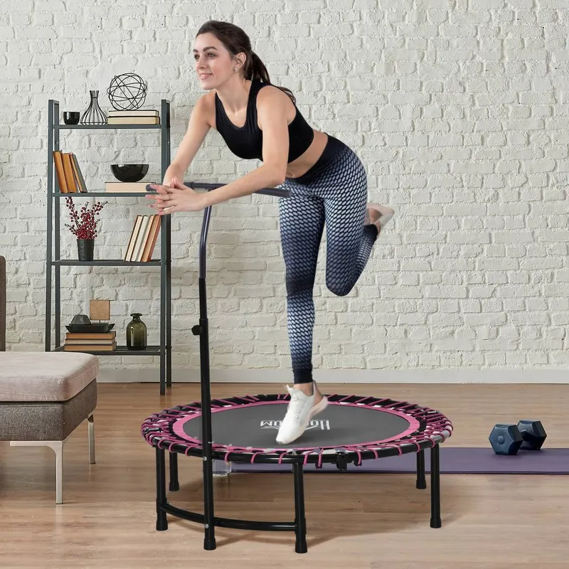 Homcom - Trampoline Outdoor Bouncer Jumper Adjustable Handle, Pink