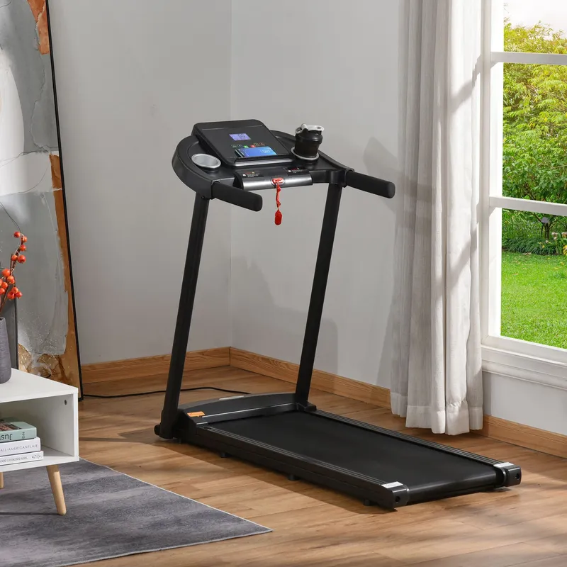 Homcom Treadmill 1.5HP Electric Motorised Running Machine w/ LED Display 12 Programs in Black Black