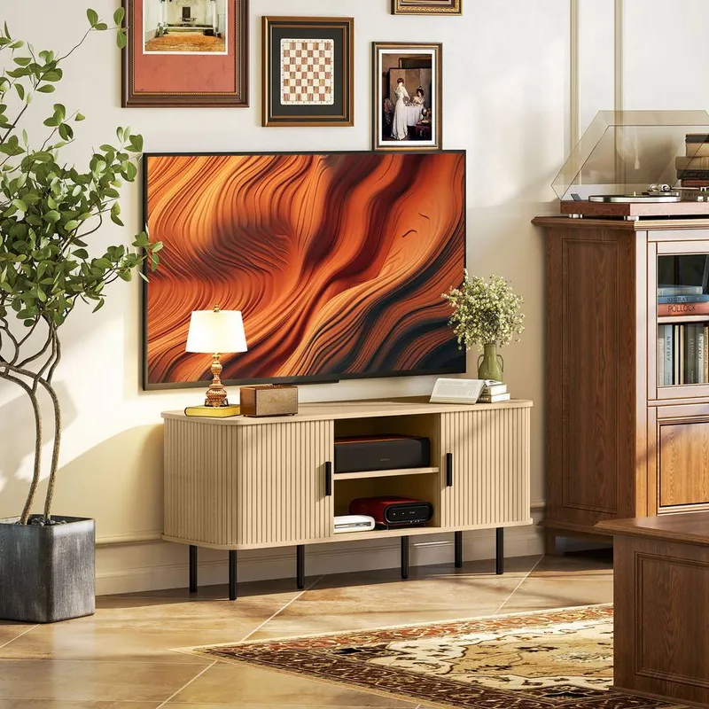 Homcom TV Unit for Living Room, TV Stand, Oak Tone in Brown - Brown