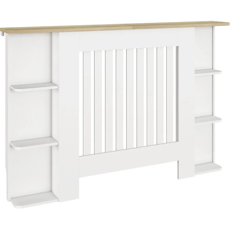 Homcom Vertical Slatted Heater Cover for Living Room, Medium, White - White - Size: One Size