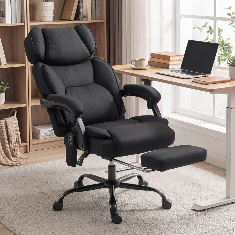 Homcom Vibration Massage Office Chair w/ Heat Reclining Function, Black Black