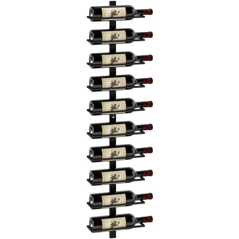 Homcom - Wall Mount Wine Rack, Wall Wine Rack for 10 Wine Bottles, Black