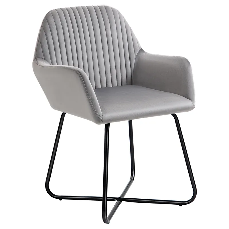 Homcom Modern Accent Chair Velvet-Feel Upholstered Lounge Armchair in Grey - Grey