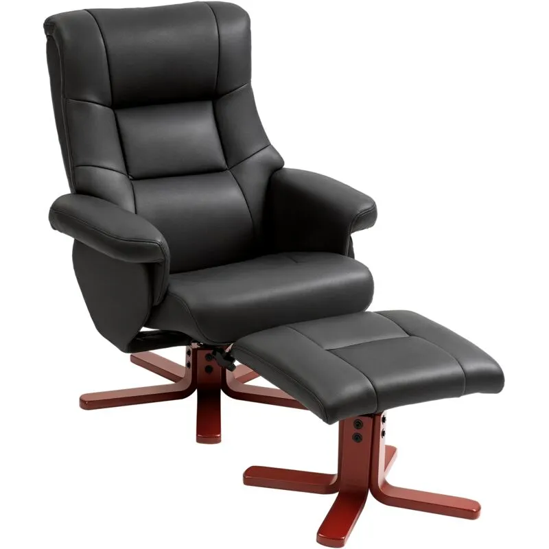 Recliner Chair with Footstool, Backrest Adjustable, Armchair, Black - Homcom