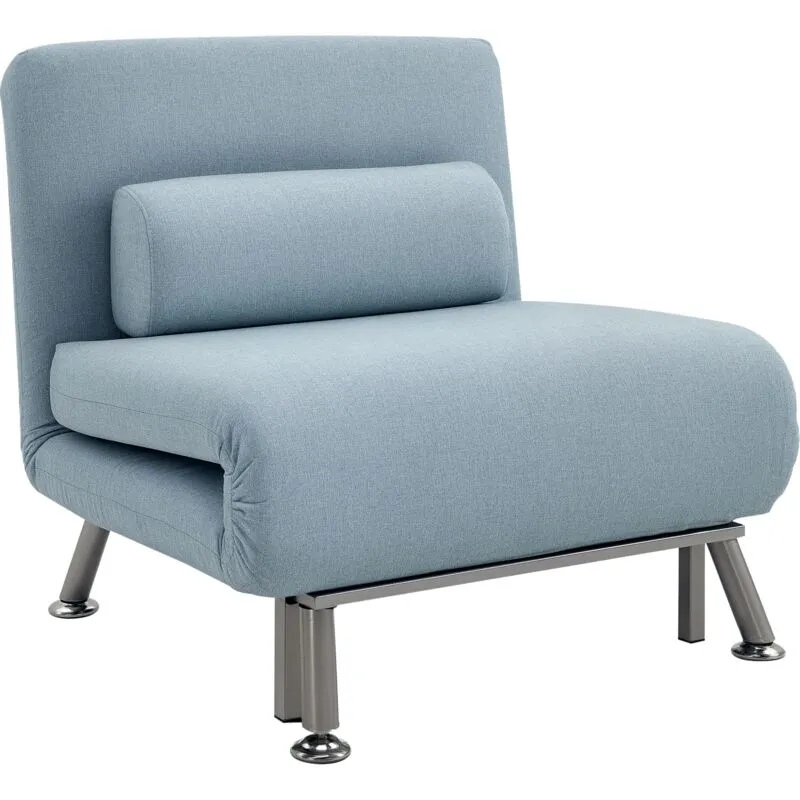 Single Folding 5 Position Convertible Sleeper Chair Sofa Bed Blue - Homcom