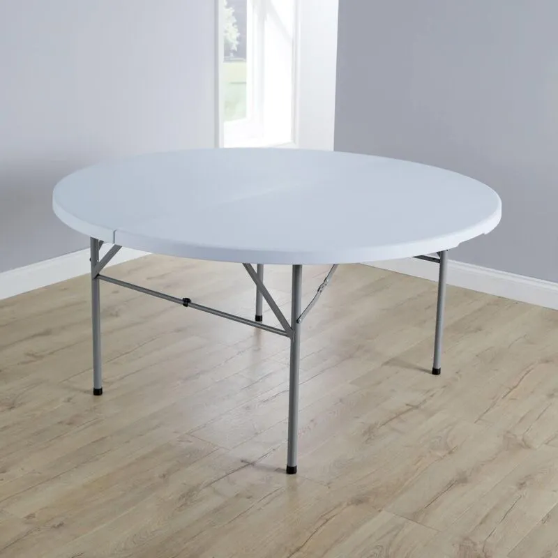 Home Source 5ft White Folding Trestle Table Heavy Duty Portable Indoor Outdoor Event Use