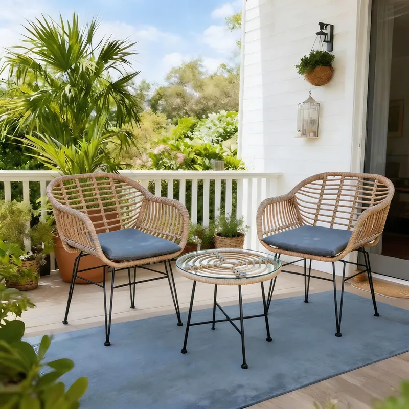 Flora Natural & Metal Bistro Set