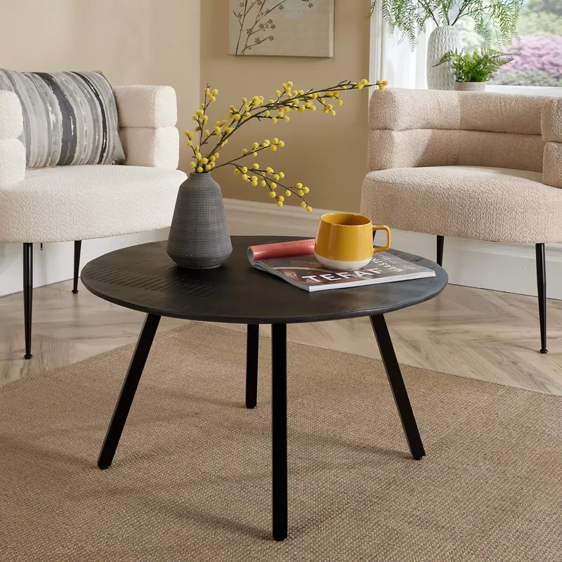Home Source Caribou Solid Mango Wood Coffee Table Unit in Black Black