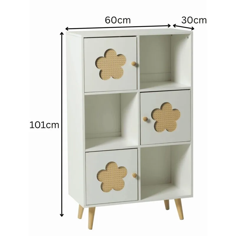 Home Source Daisy Cube Storage Cabinet Home Storage 3 Doors 3 Shelves Organiser in White White