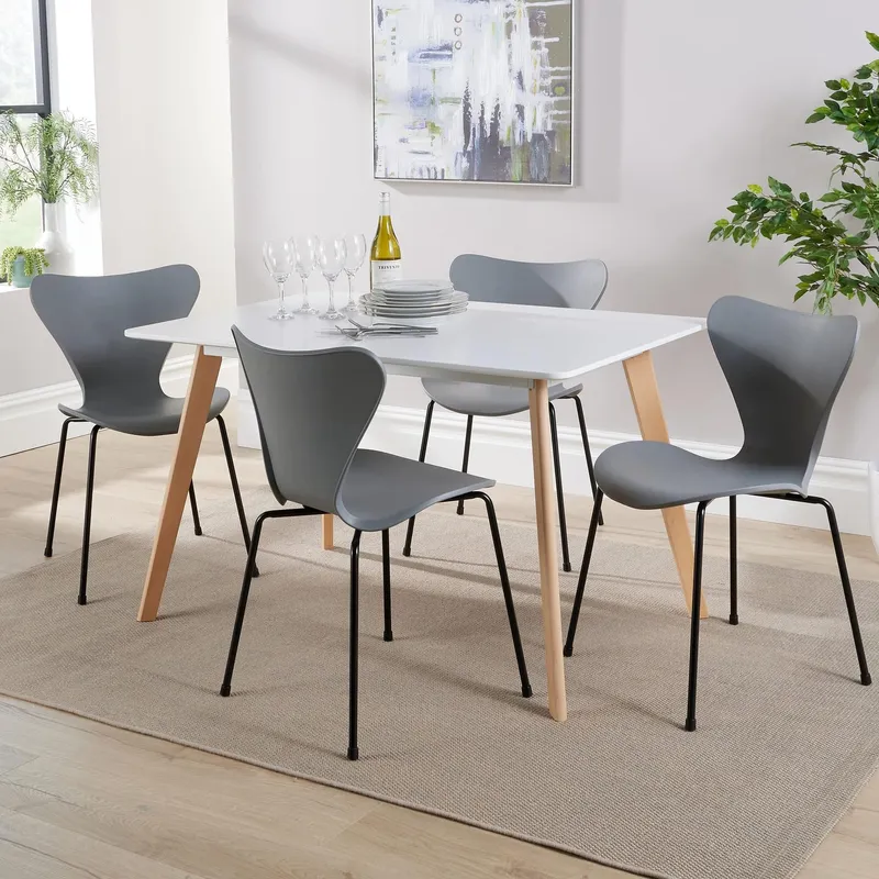 Fleur Dining Table & 4 Grey Penny Chairs