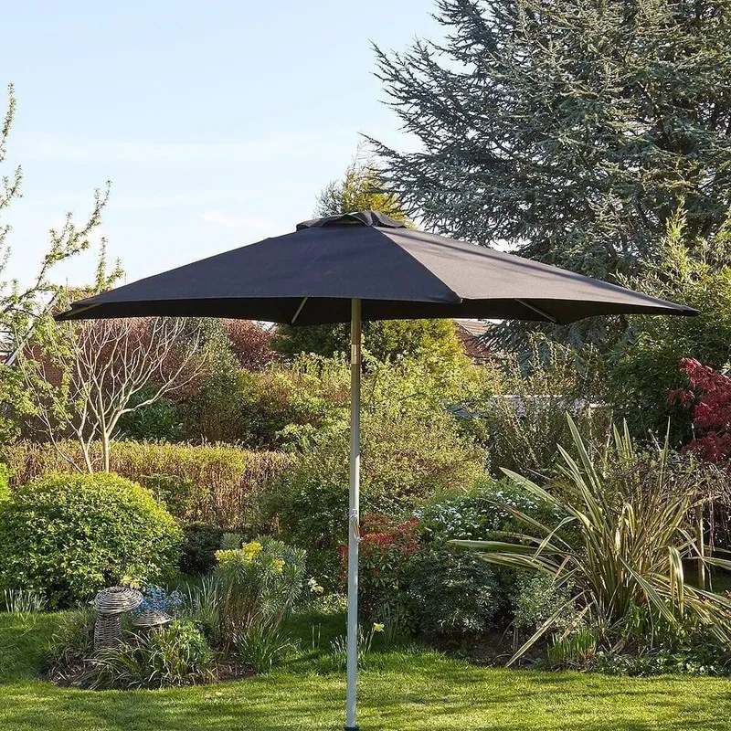 Home Source Gozo Aluminium 2.7m Crank & Tilt Parasol in Black Black