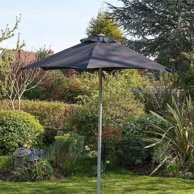 Home Source Gozo Aluminium 2m Vented Parasol in Black Black