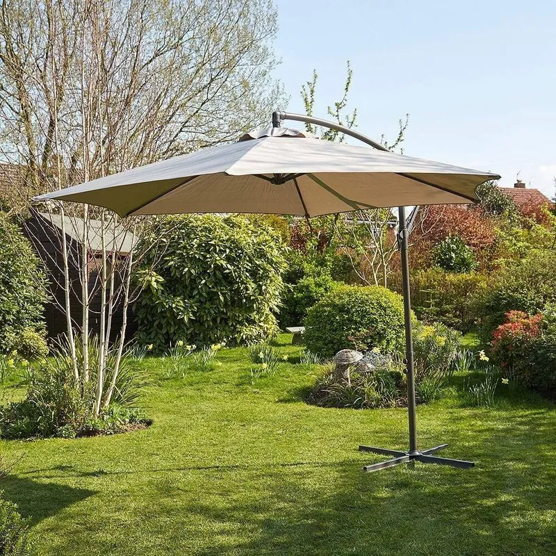Home Source Gozo Aluminium Overhanging Cantilever Vented Parasol in Grey Grey