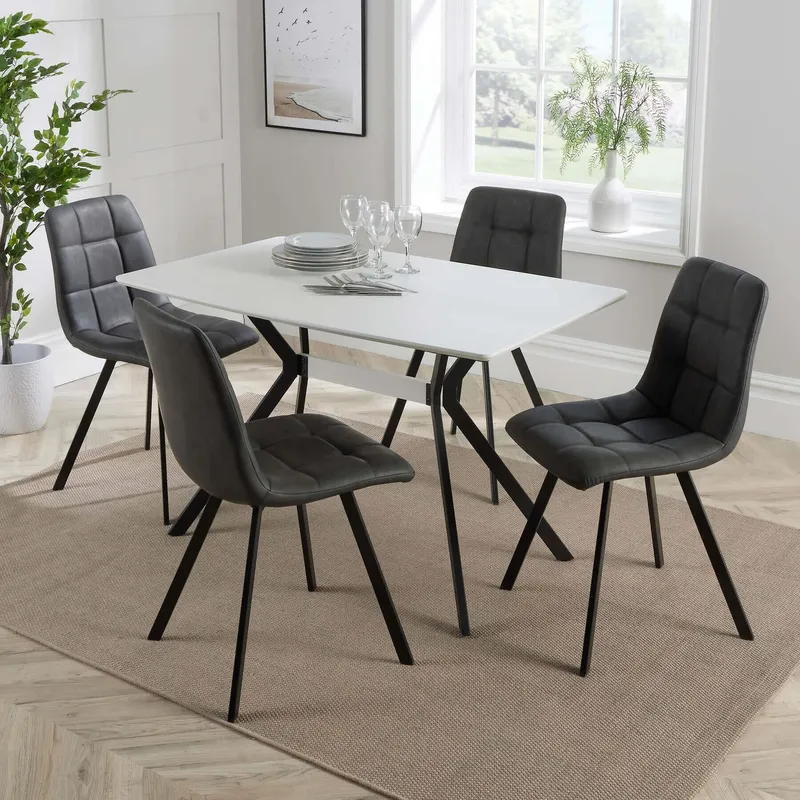 Luxor Dining Set & 4 Grey Chairs
