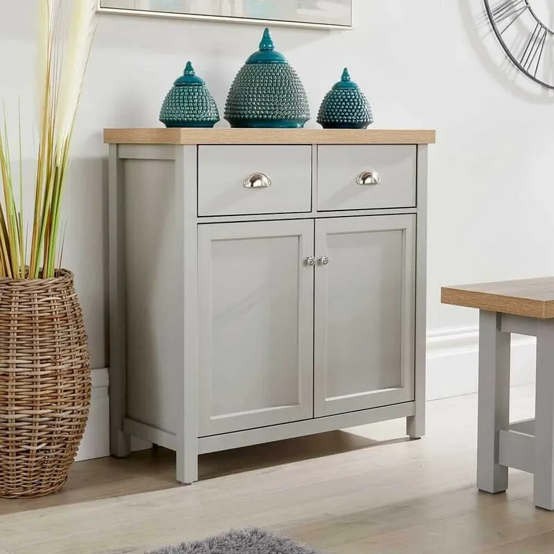 Home Source Avon 2 Drawer 2 Door Cupboard Unit 36mm Top in Grey Grey