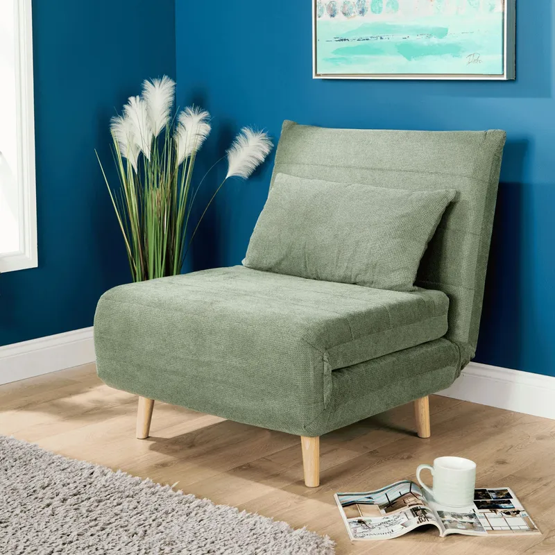 Home Source Single Clic Clac Sofa Bed Sleeper Couch Upholstered Living Furniture in Green Green