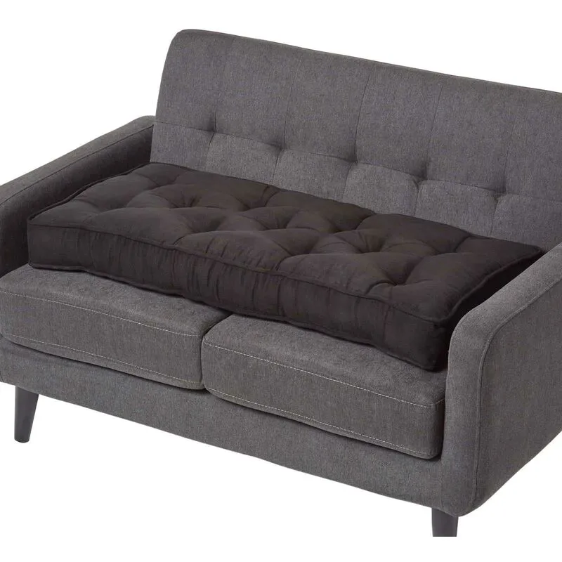 Homescapes Unisex Faux Suede 2 Seater Booster Cushion in Black Black female