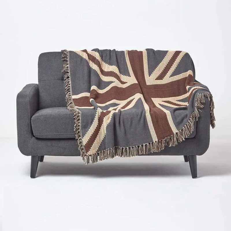 Homescapes Cotton Union Jack Flag Throw Size: 125cm x 150cm - Multicolor
