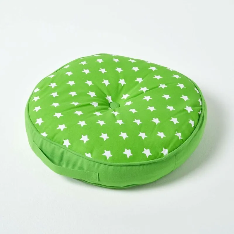 Homescapes Green Stars Round Floor Cushion Green