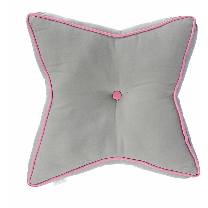 Grey and Pink Star Floor Cushion - Homescapes