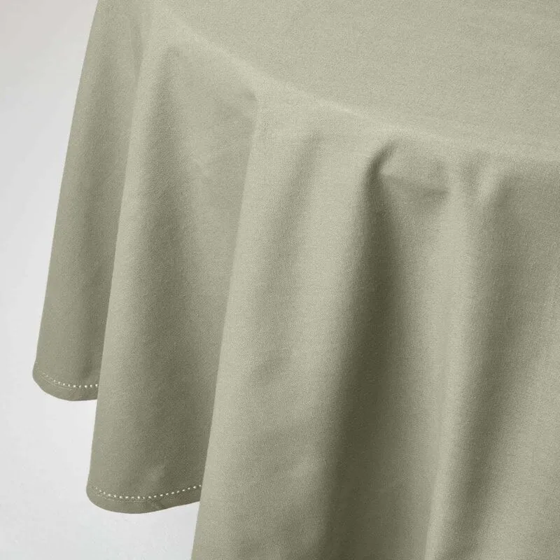 Homescapes Plain Cotton Round Tablecloth, 178 cm in Grey - Grey