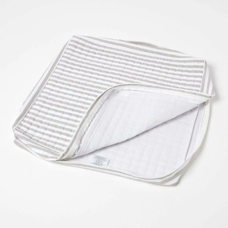 Homescapes Quilted Cotton Armchair Booster Cushion Cover in Grey Size: 50 cm x 50 cm Grey