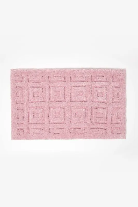 Homescapes - Tufted Tile Pink Bath Mat Cotton Blend 50 x 80 cm