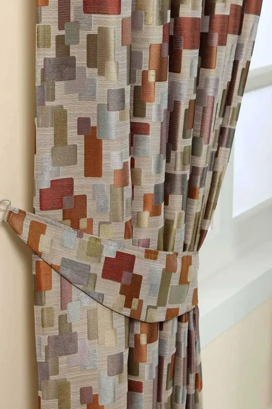Homescapes Abstract Jacquard Curtain Tie Back Pair Multicolor