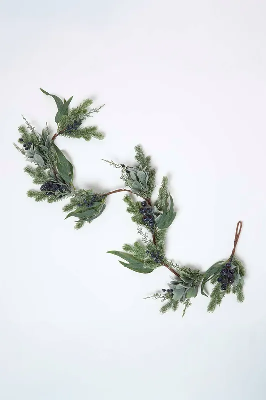 Homescapes Artificial Blueberry Garland, 150 cm in Green - Green