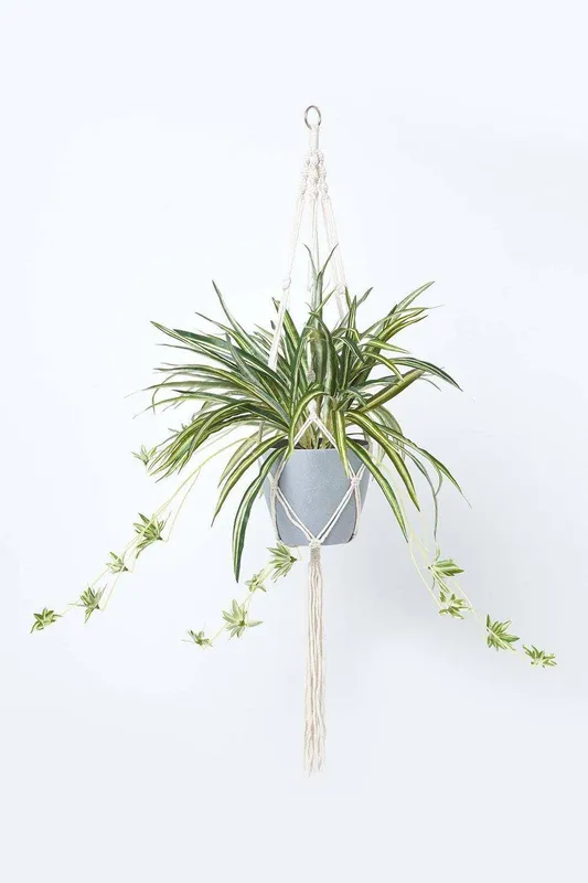 Homescapes Unisex Artificial Hanging Basket Spider Plant, 95 cm in Green Green female