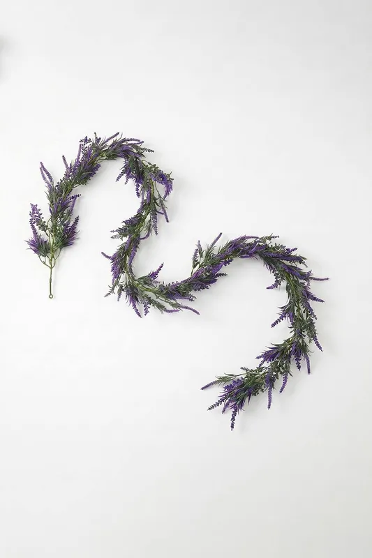 Homescapes Artificial Lavender Garland, 190cm, Purple - Purple - Size: One Size