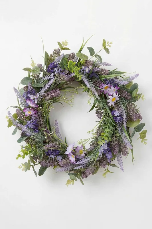 Homescapes Artificial Lavender Wreath, 40cm, Purple - Purple - Size: One Size