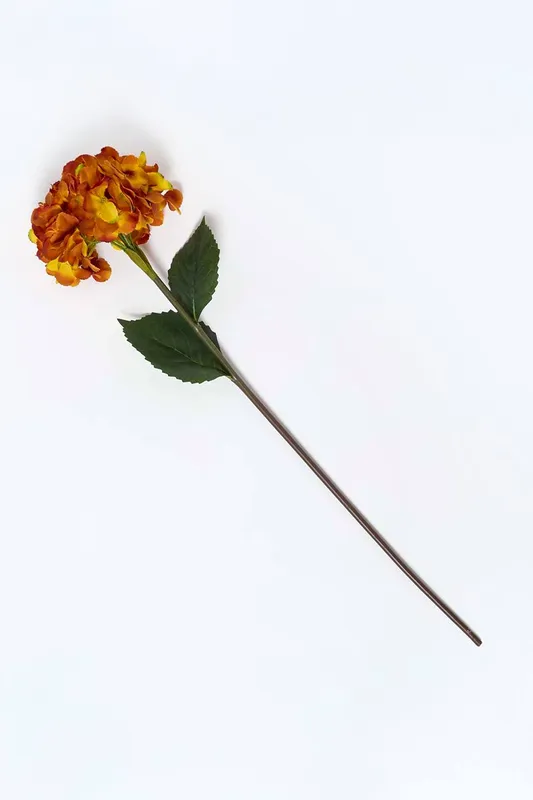 Homescapes Unisex Artificial Orange Hydrangea Stem, 81 cm Orange One Size female