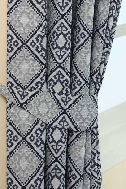 Homescapes Aztec Jacquard Curtain Tie Back Pair in Blue Blue